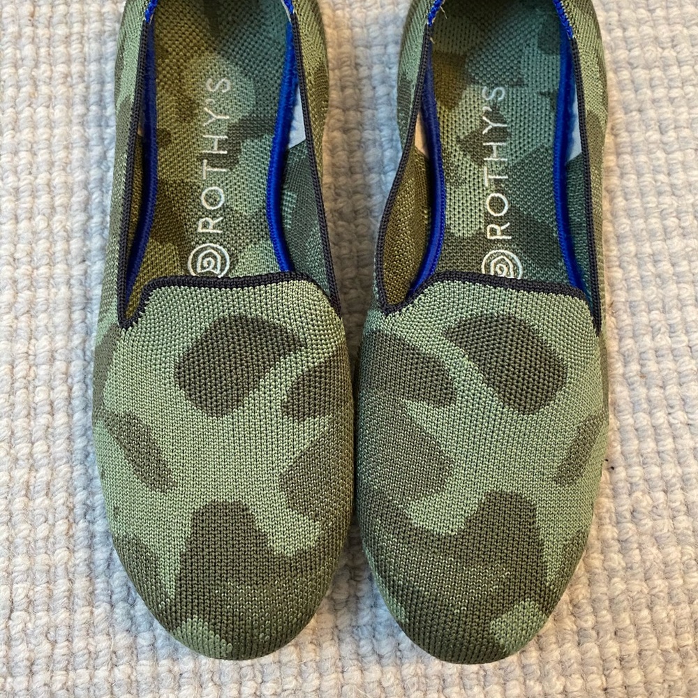 Rothy’s camo loafers, size 8.5.